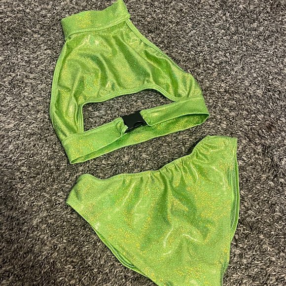 Green Neon Sparkle Rave Outfit Music Festival Rolita Couture - Picture 2 of 7